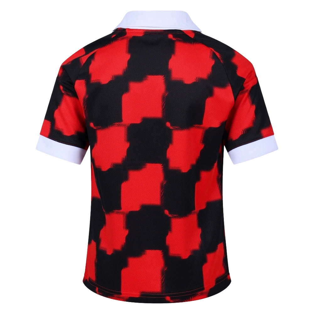 Back view of the adidas Fulham Away Jersey 26/27 showing the red and black checkered pattern with no name or number.