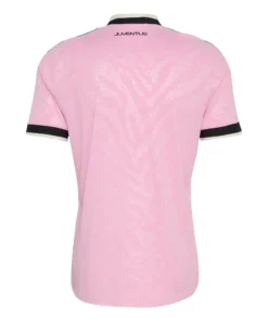 Back view of Pink adidas Juventus Away Jersey 26/27 featuring subtle zebra pattern without name or number.