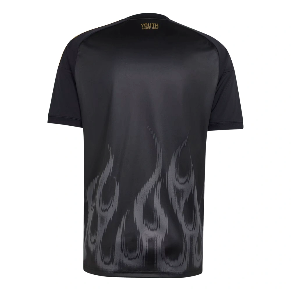 Back view of black adidas Juventus Third Jersey 26/27 with flame graphic, no name or number customization.