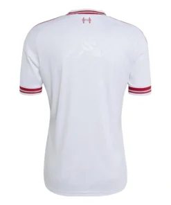 Liverpool Away Jersey 26/27, back view, clean white design with red collar trim and no name or number on the back.