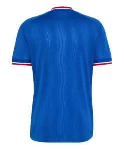 Manchester United Away Jersey 26/27, back view, royal blue design, red and white trim, short sleeves, no name or number.