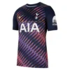 Front view of the Nike Tottenham Hotspur Away Kit 26/27 in deep navy, featuring vibrant front graphics and sponsor logos.