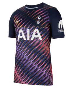 Front view of the Nike Tottenham Hotspur Away Kit 26/27 in deep navy, featuring vibrant front graphics and sponsor logos.